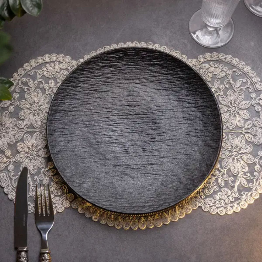 Тарілка сервірувальна порцелянова 25 см чорна HP-7-727 Коломия - фото 4