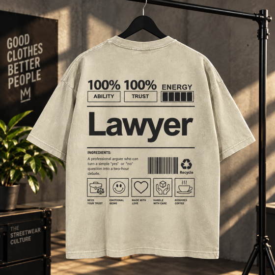 Футболка оверсайз Lawyer з принтом для юриста тащика XL, Бежевий Чернівці