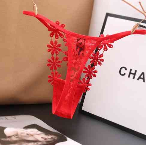 Еротичні стрінги червоні "Ромашки" - розмір універсальний (на резинці), в талії до 90см Київ