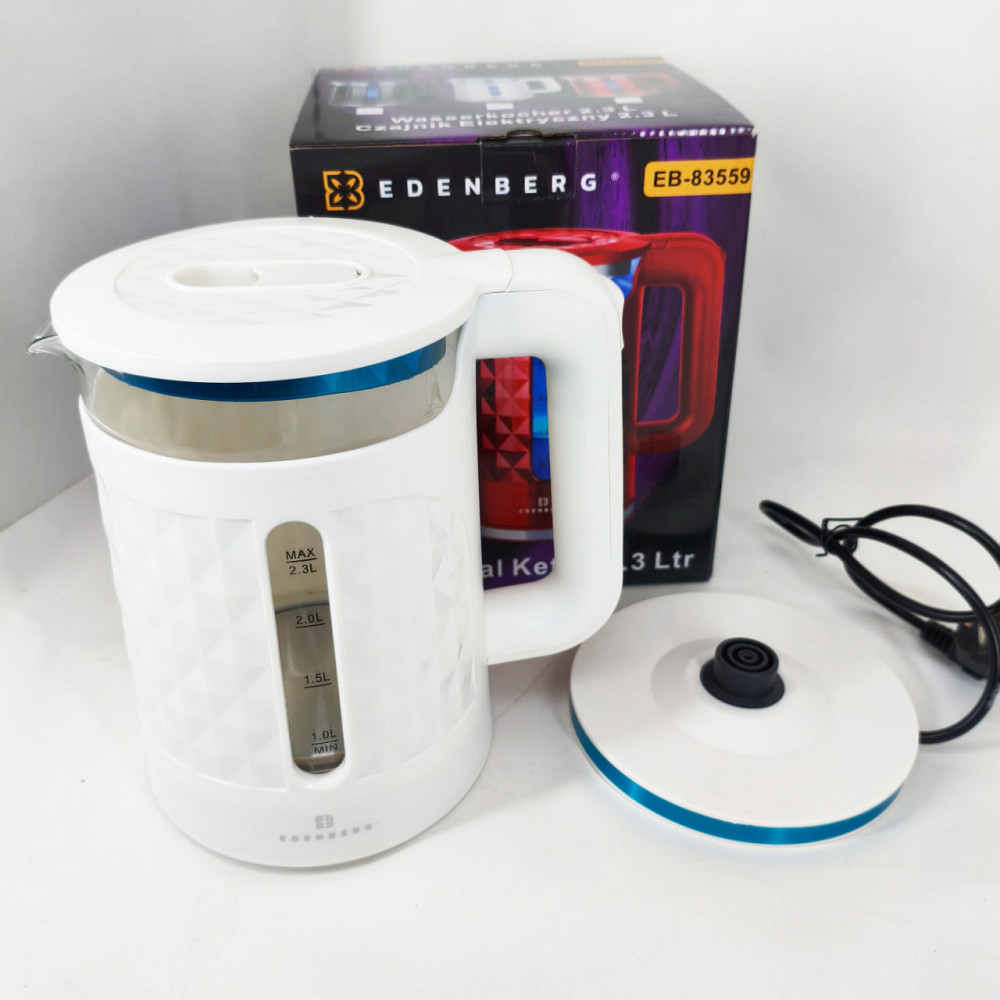 Електрочайник скляний Edenberg EB-83559 2.3л 1500Вт White NW-23 Івано-Франківськ - фото 1