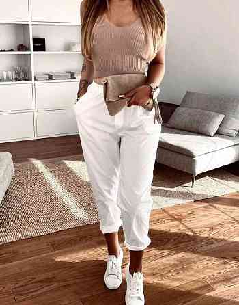 Літні штани з підворотом "Hunter" оптом | Батал | Розпродаж моделі Білий, 50-52 Київ