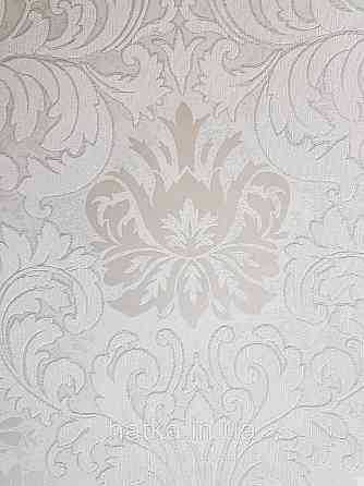 Шпалери метрові вінілові на флізелін Marburg Villa Romana класичні вензелі завитки білі сірі сріблясті Київ