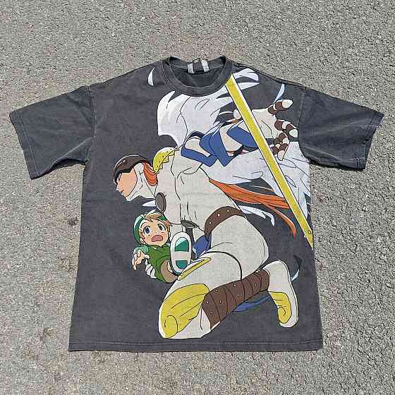 Футболка для хлопчика з принтом аніме Пригоди Дігімонів Ангемон Тк Такеру оверсайз (зріст від 165 до 180) Чорний Дніпро