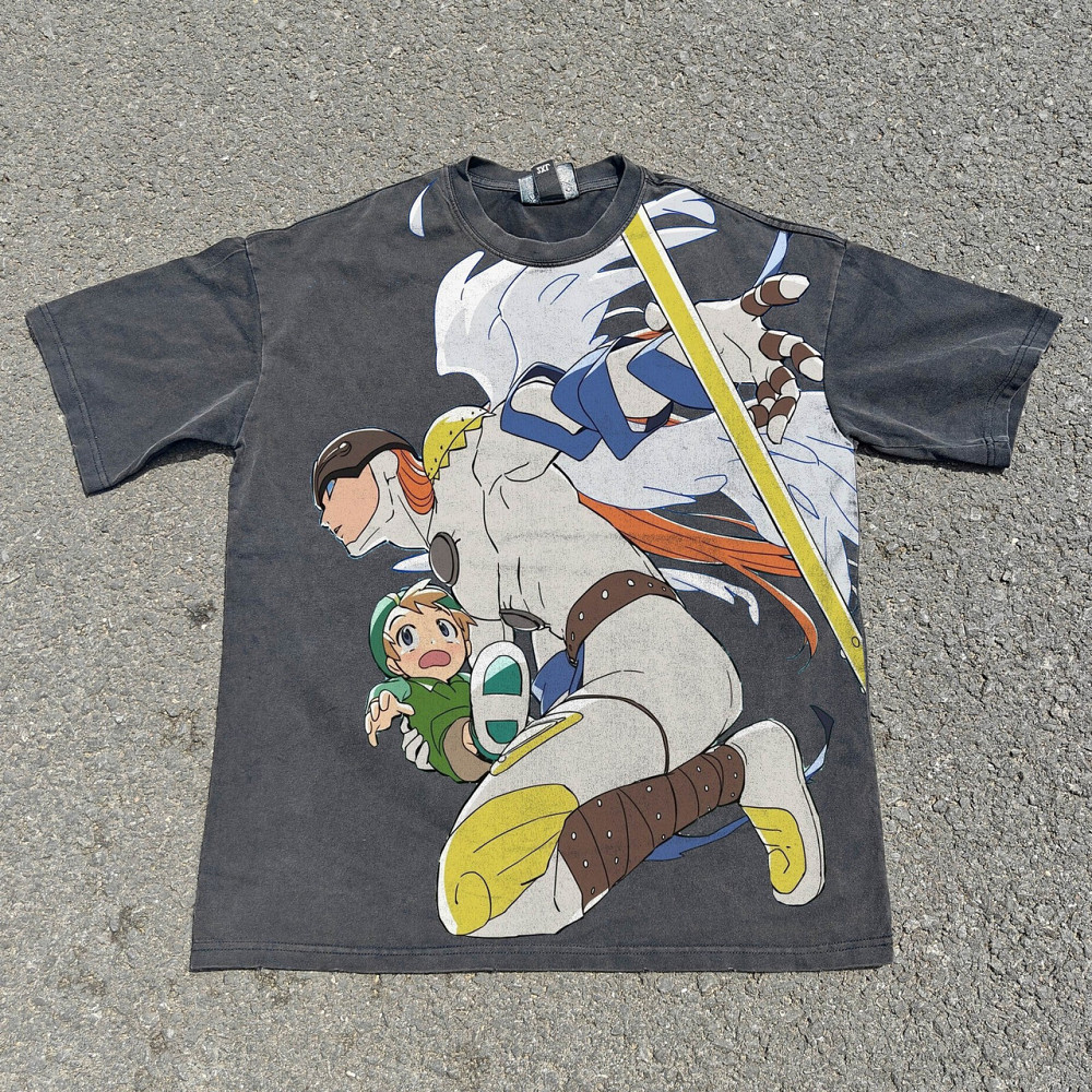 Футболка для мальчика с принтом аниме Приключения Дигимонов Ангемон Тк Такеру оверсайз (рост от 165 до 180 ) Черний Днепр - изображение 1