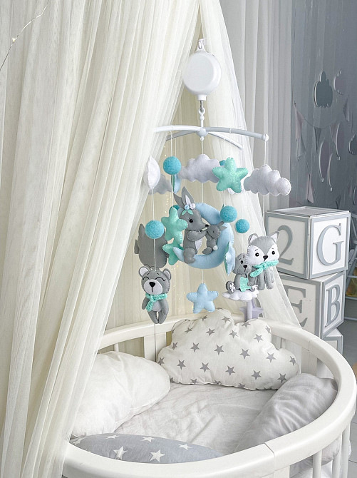 Дитячий музичний мобіль на ліжечко для немовлят WooolyWool «Ніжність» з 35 мелодіями Київ - фото 6