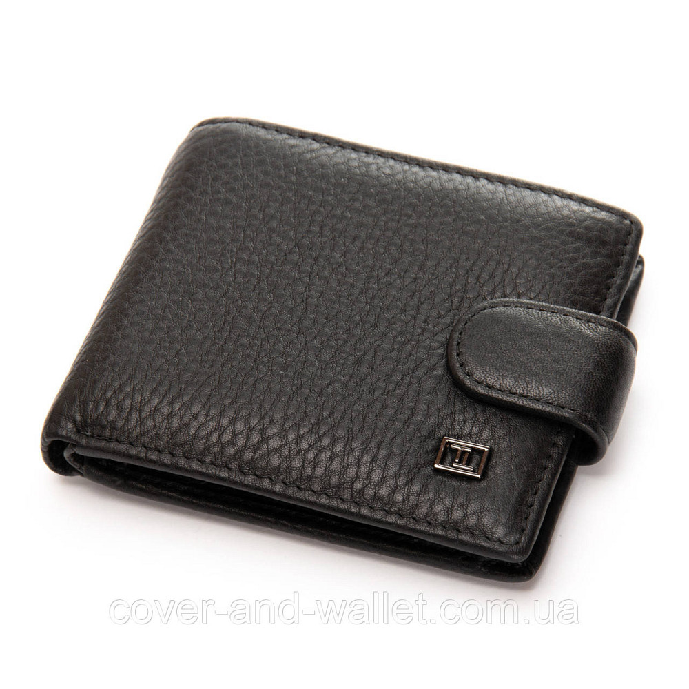 Чоловічий гаманець із затискачем з натуральної шкіри чорного кольору BRETTON Київ - фото 3