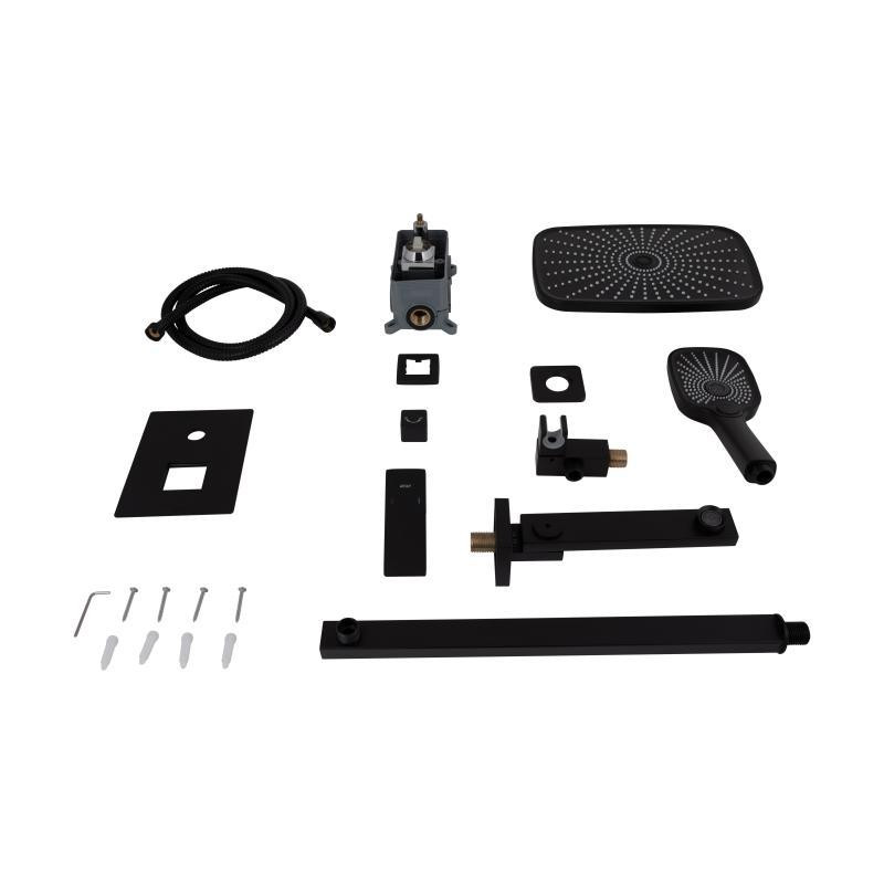 Душова система з латуні Qtap Gemini прихованого монтажу на три споживачі з виливом QTGEM14BLM45703 Black Matt Харків - фото 9