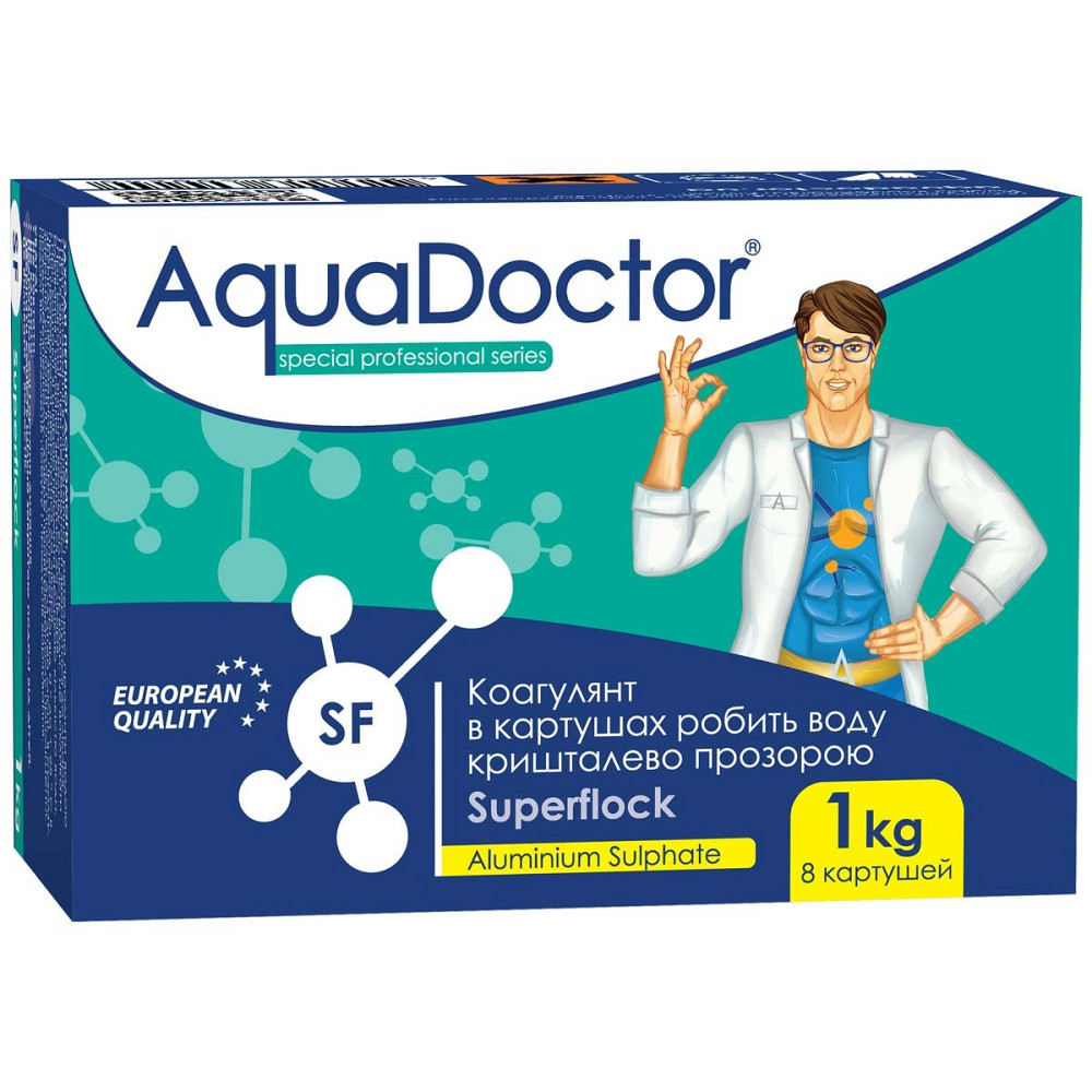Коагулюючий засіб для басейну проти каламутності AquaDoctor Superflock в картушах 1 кг Київ - фото 1