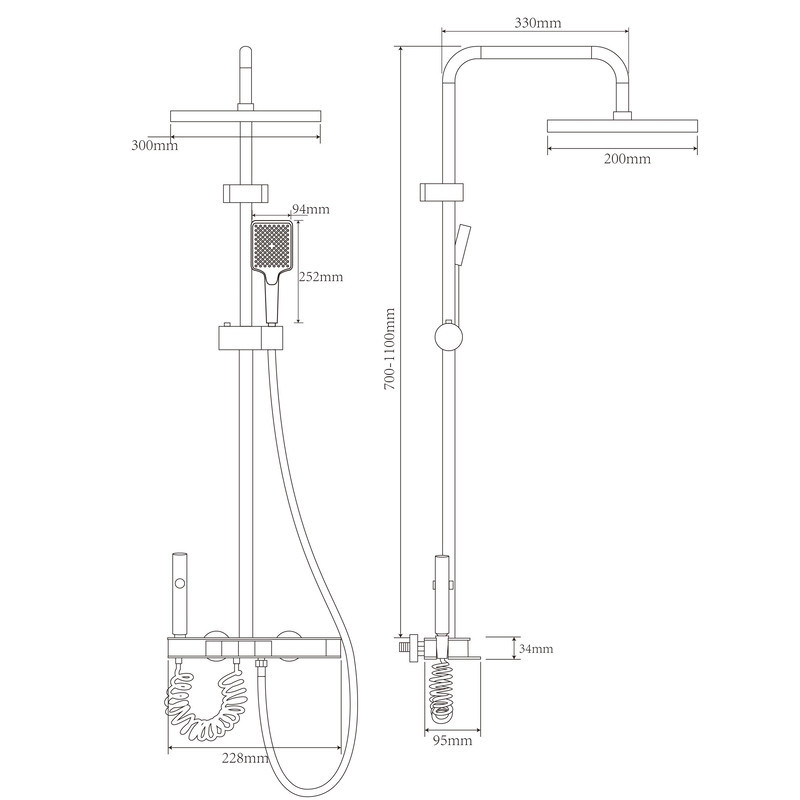 Душевая колонна Champion PBD-009-J BLACK с кнопочным переключателем и смесителем из алюминия, 4 режима Харьков - изображение 6