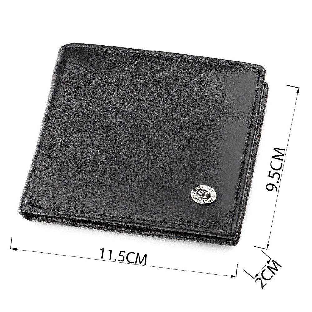 Мужской купюрник ST Leather 18305 (ST159) кожаный Черный Киев - изображение 3