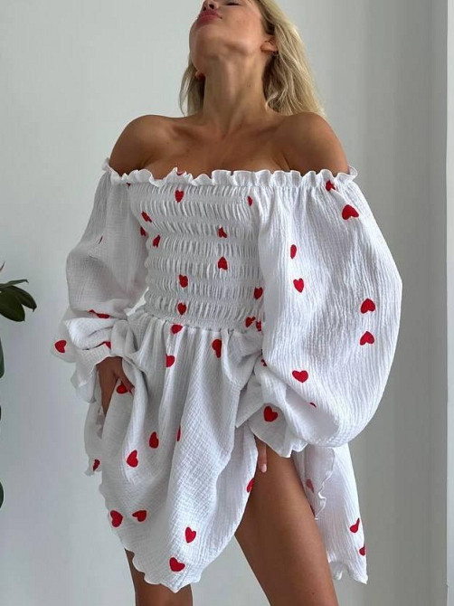 Жіноча ніжна романтична міні сукня з сердечками муслін 100% бавовна Одеса - фото 10