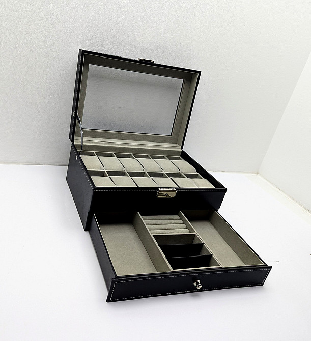 Скринька для зберігання годинників 12 комірок з висуним ящиком Rothwell Луцк - изображение 3