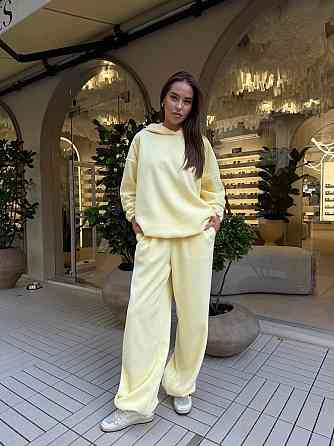 Жіночий стильний теплий костюм двосторонній фліс-полір Лимонний Одеса