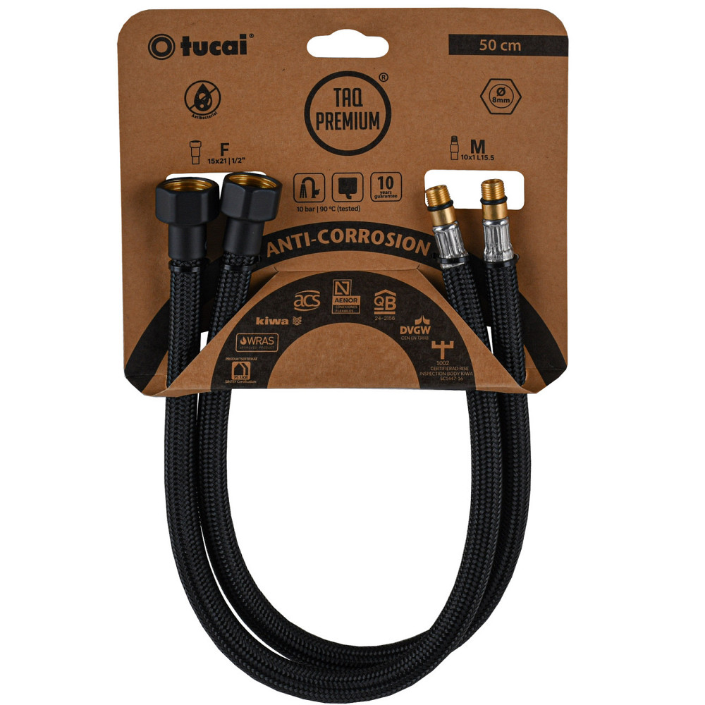 Шланг для змішувача TUCAI TAQ PREMIUM GRIF М10х1/2″ 0,5м. АНТИКОР. AСB ПАРА (Чорний Мат) 209965 (000029282) Киев - изображение 1
