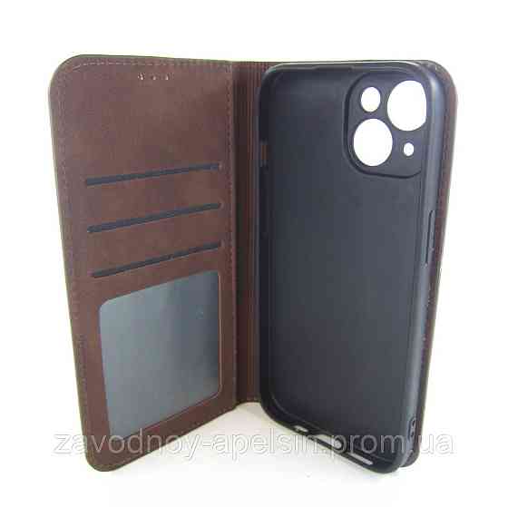 Чехол книжка iPhone 15 Защита камеры (коричневый) Одесса