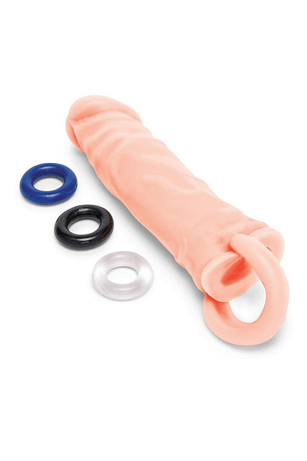 Насадка на пеніс Size-Up з 3 ерекційними кільцями, бежева, 15.2 см Sex Aura Київ - фото 5