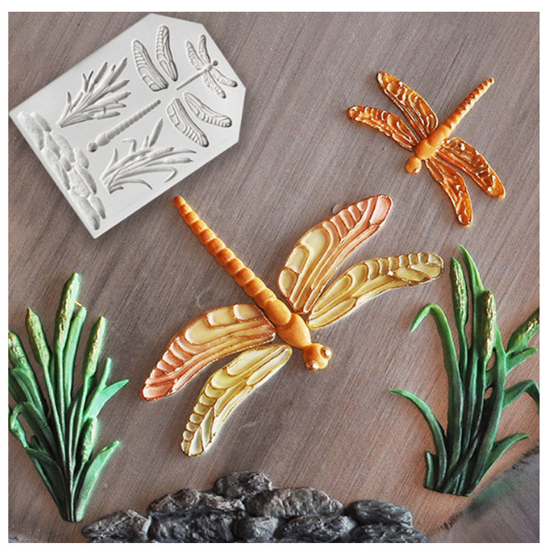 Молд силиконовый Стрекоза и камыши 100 на 136 мм серый Киев - изображение 8