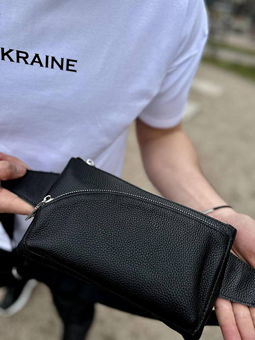 Чорна поясна бананка унісекс для телефону та документів Київ - фото 5