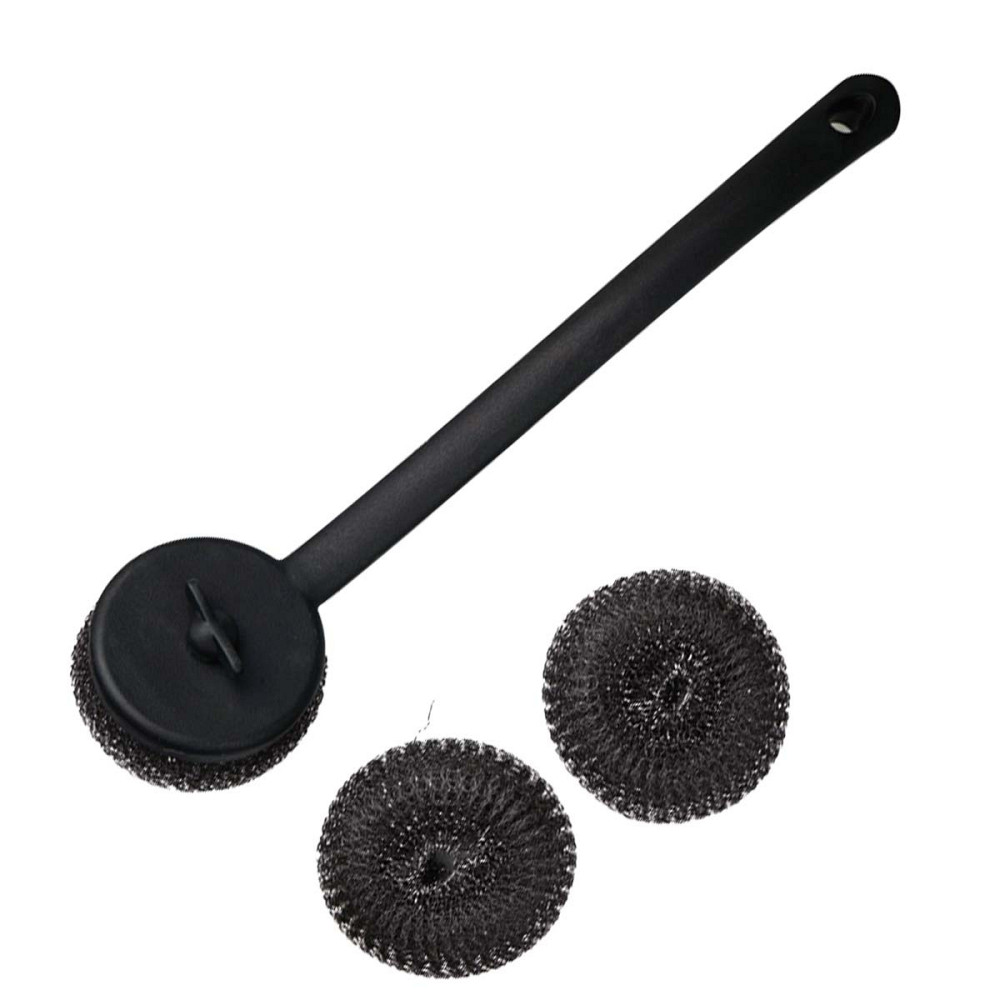 Кругла щітка з металевою губкою для гриля SANTOS, 2 змінні головки в комплекті 230100 Код: 011601 Ровно - изображение 1