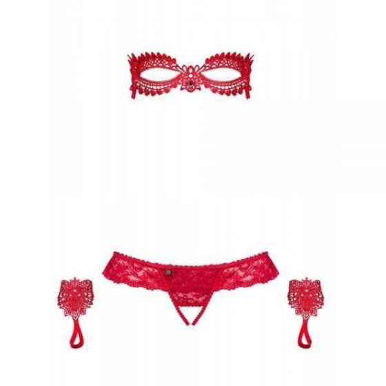 Набор маска+наручники+стринги Obsessive Hetea 3 pcs set red S/M Sex Aura Киев