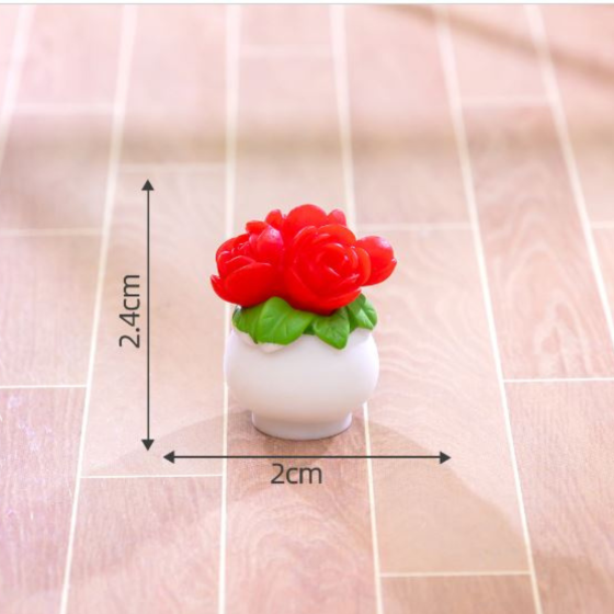 Мініатюрний вазон з квітами для мініатюр, макетів, флораріумів, поробок і творчості Червона півонія Одеса