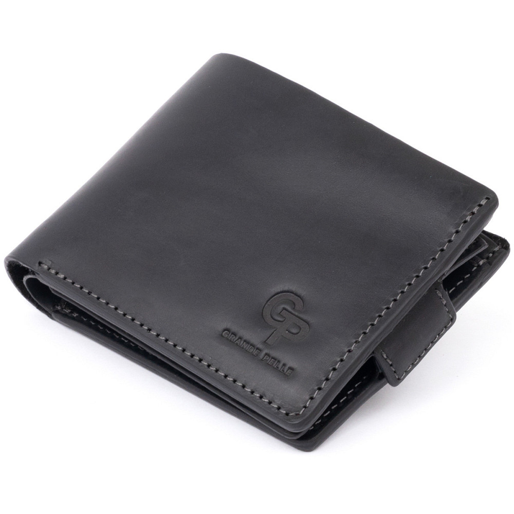 Портмоне горизонтальное Amico на магните на два отделения матовое GRANDE PELLE 11319 Черное Киев - изображение 1