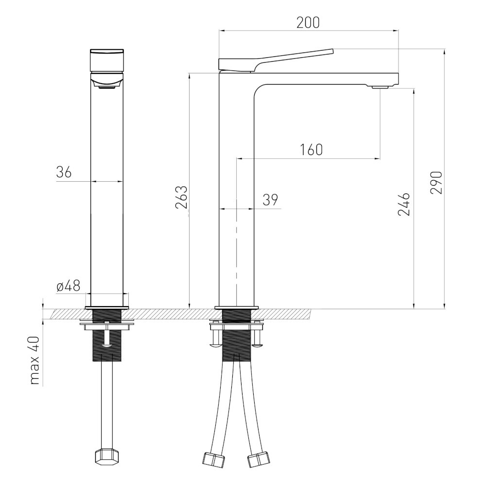 Смеситель для раковины высокий Volle SOLO pistola gris графит 1510.011305 Киев - изображение 2