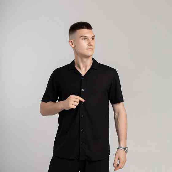 Чоловіча сорочка з коротким рукавом чорна Pobedov Marsel Київ