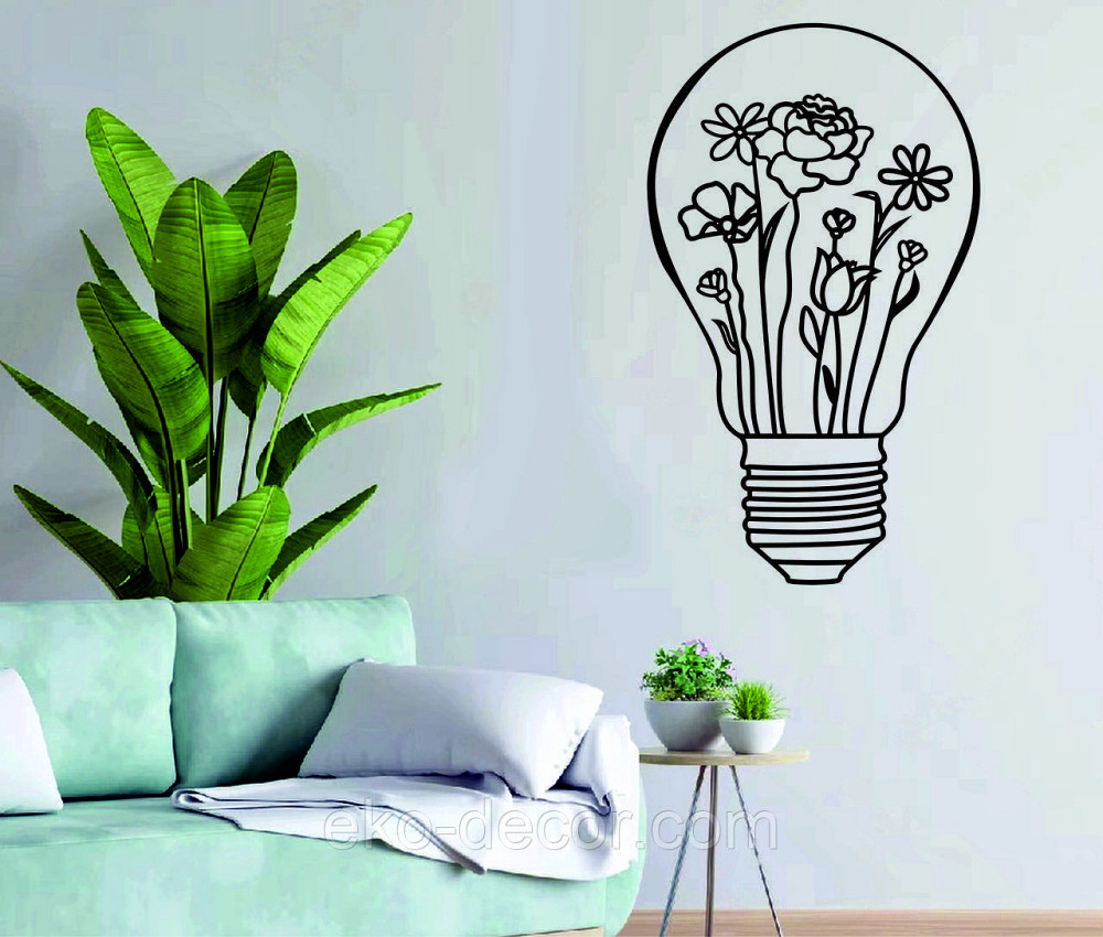 Декоративне настінне Панно «Лампочка» Декор на стіну 90*53 см, Чорний Київ - фото 1