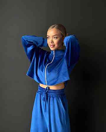 Женский прогулочный плюшевый костюм двойка: кофта и штаны Электрик, 42/46 Одесса