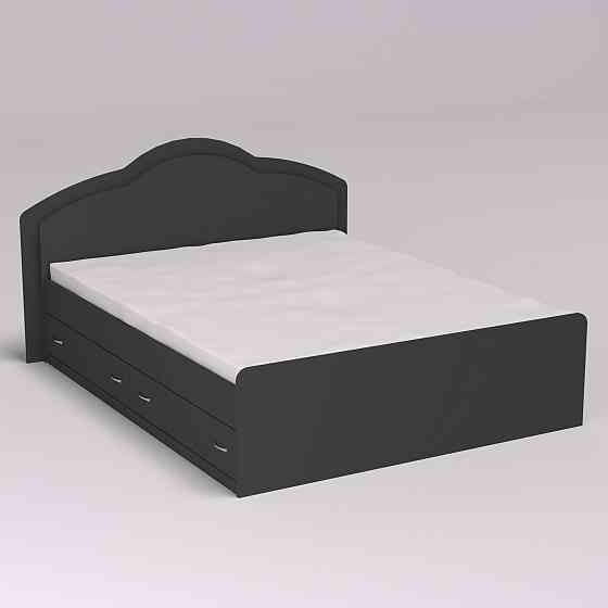 Кровать Диана двуспальная с 2-мя ящиками, Антрацит, 2048х1610х1030 Львов