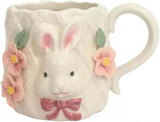 Керамическая кружка с кроликом в винтажном стиле 330 мл (Розовый) Винница