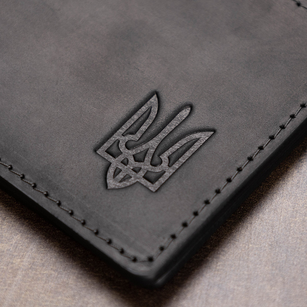 Шкіряна матова обкладинка для посвідчення GRANDE PELLE 11525 Чорний Київ - фото 9