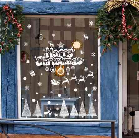 Наклейки на вікна з новим роком 90 на 60 см білий Київ