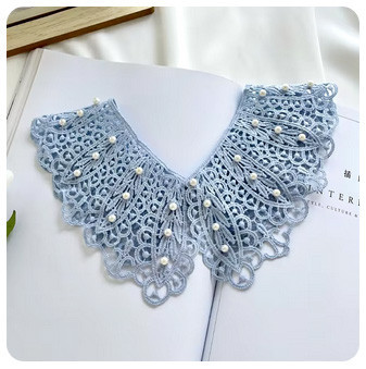 Комір пришивний блакитний з намистинами Київ - фото 1