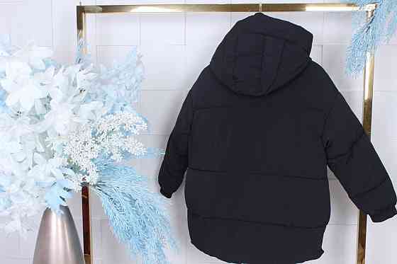 Детская подростковая черная зимняя куртка для девочки оверсайз эко пух 164 Николаев