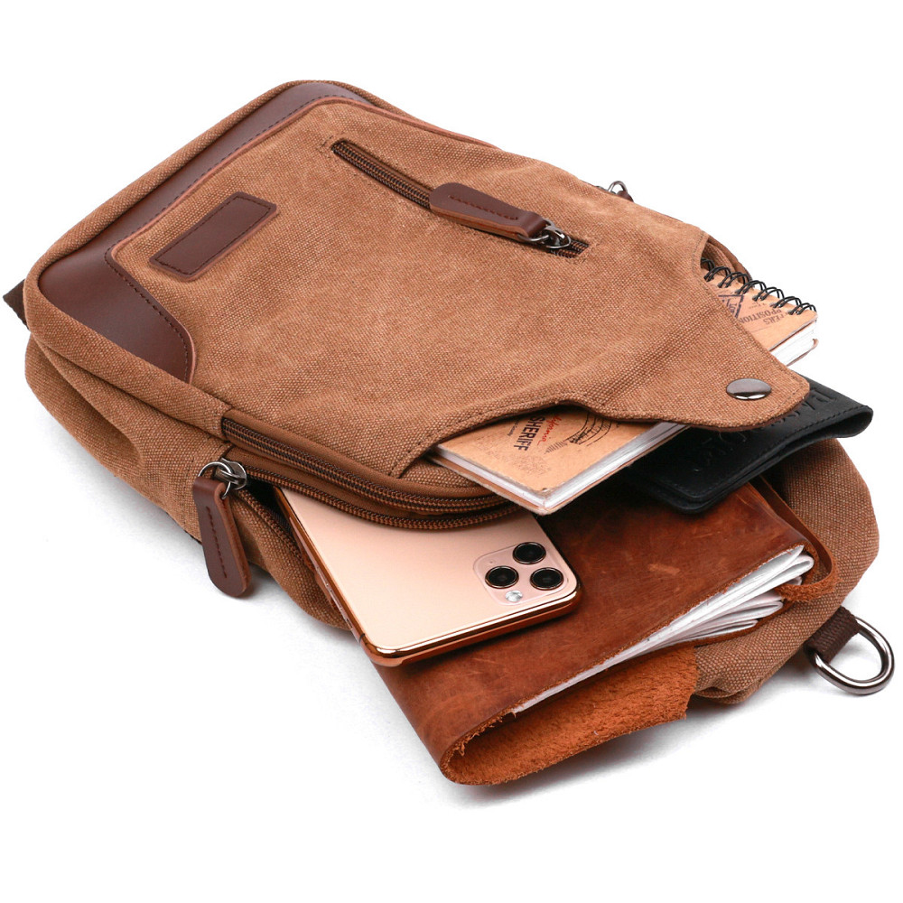 Практична чоловіча сумка через плече Vintage 20389 Коричневий Київ - фото 5