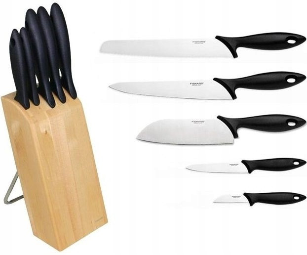 Набор Кухонных Ножей 5 предметов в деревянном блоке Fiskars 