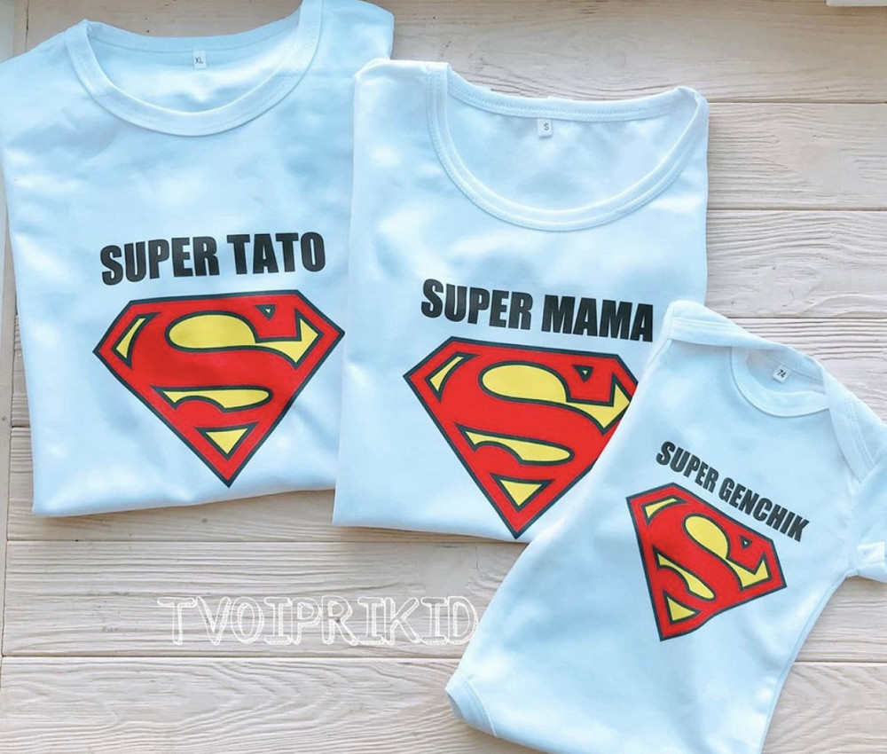 Футболки в стиле Family look для мамы , папы и ребенка - SUPER ТАТО \ SUPER МАМА \SUPER ИМЯ Черновцы - изображение 1