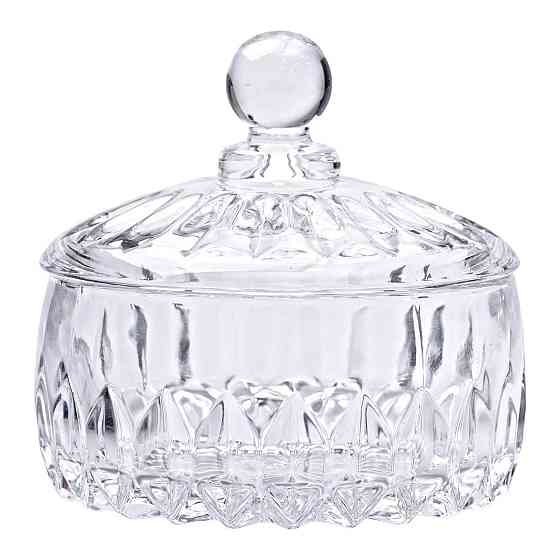 Цукерниця з кришкою кругла скляна прозора HP-4-124 Київ