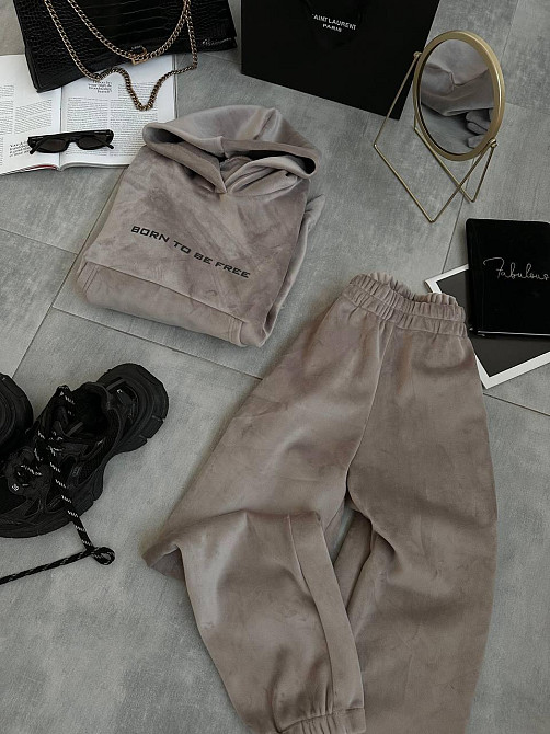 Стильний жіночий теплий костюм зі щільного двостороннього велюру. моко, 46/48 Одеса - фото 3