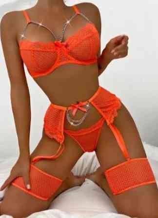 Комплект білизни з ланцюжками жіночий S помаранчевий Київ