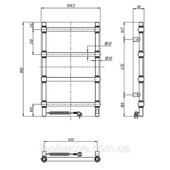 Електрична неіржавка сушарка для рушників Retro 500х800 Sensor, ліва бронза Чернівці
