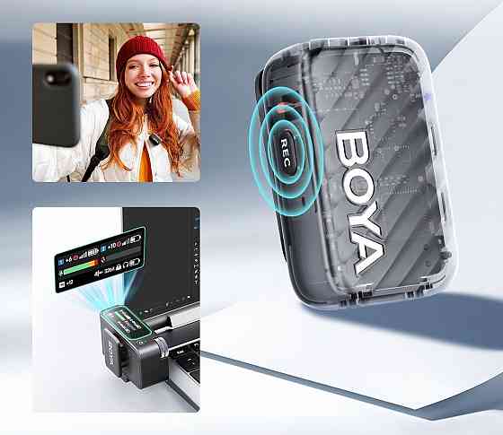 Мікрофон подвійний бездротовий / рекордер з ШІ шумозаглушенням для телефону камери Type-C BOYAMIC 2-01 SBR Київ