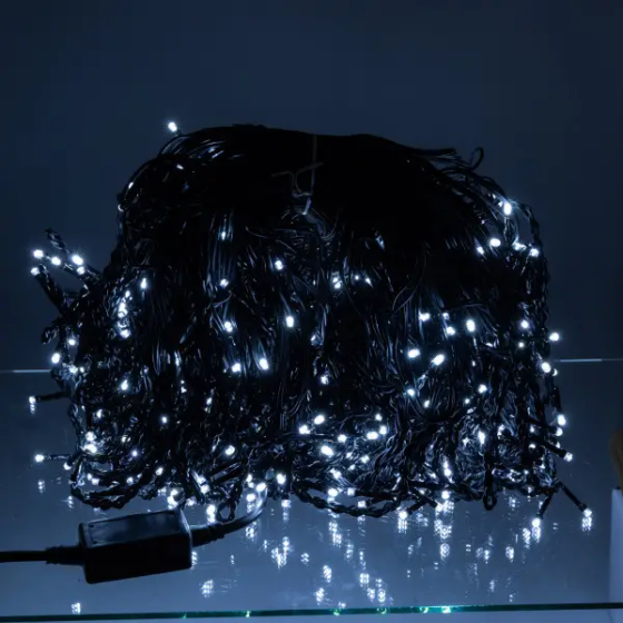 Гирлянда Бахрома 50 м, 840 LED, чорний провод, біла Київ