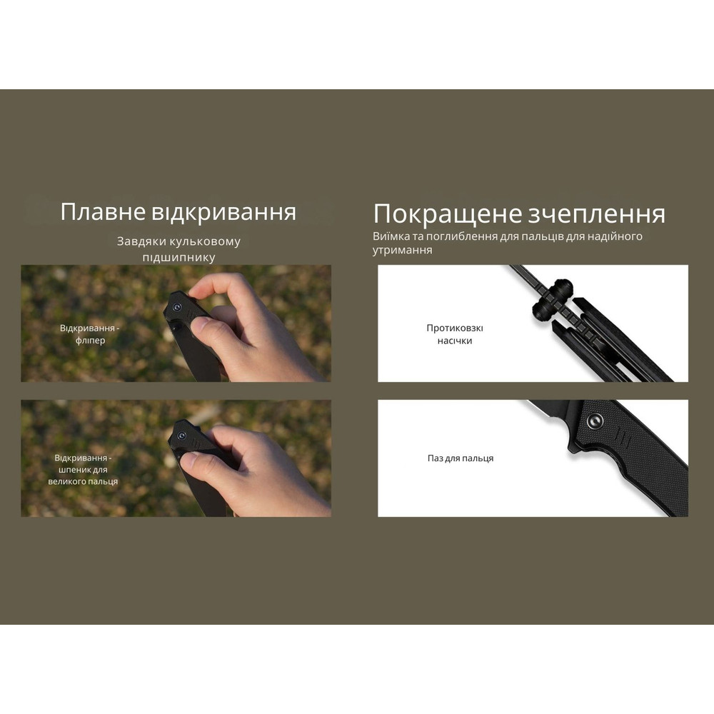 Ніж складаний туристичний Civivi Merit, (8.3 см) 14C28N / G10 чорний Киев - изображение 12