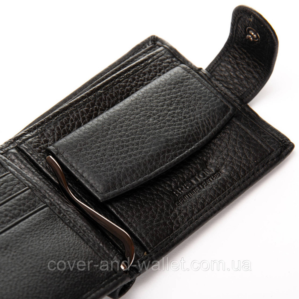 Чоловічий гаманець із затискачем з натуральної шкіри чорного кольору BRETTON Київ - фото 5