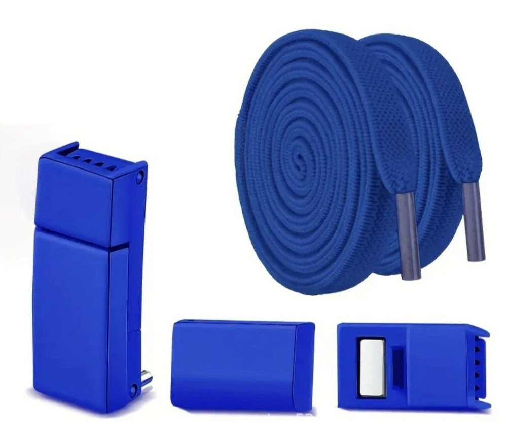 Еластичні шнурки без зав'язок з магнітними застібками Синій Сміла - фото 1