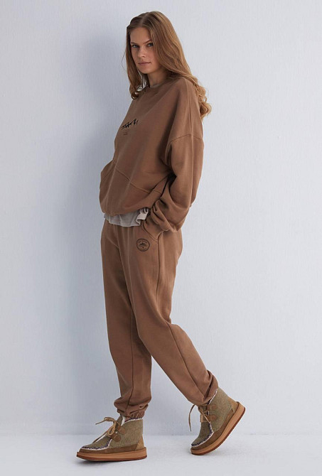 Женский прогулочный костюм двойка: кофта и штаны премиум качества футер диагональный 100% хлопок Мокко, 44 Одесса - изображение 2