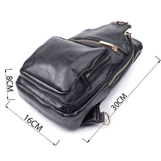 Практичная женская слинг сумка через плечо из экокожи Vintage 22754 Черный Киев